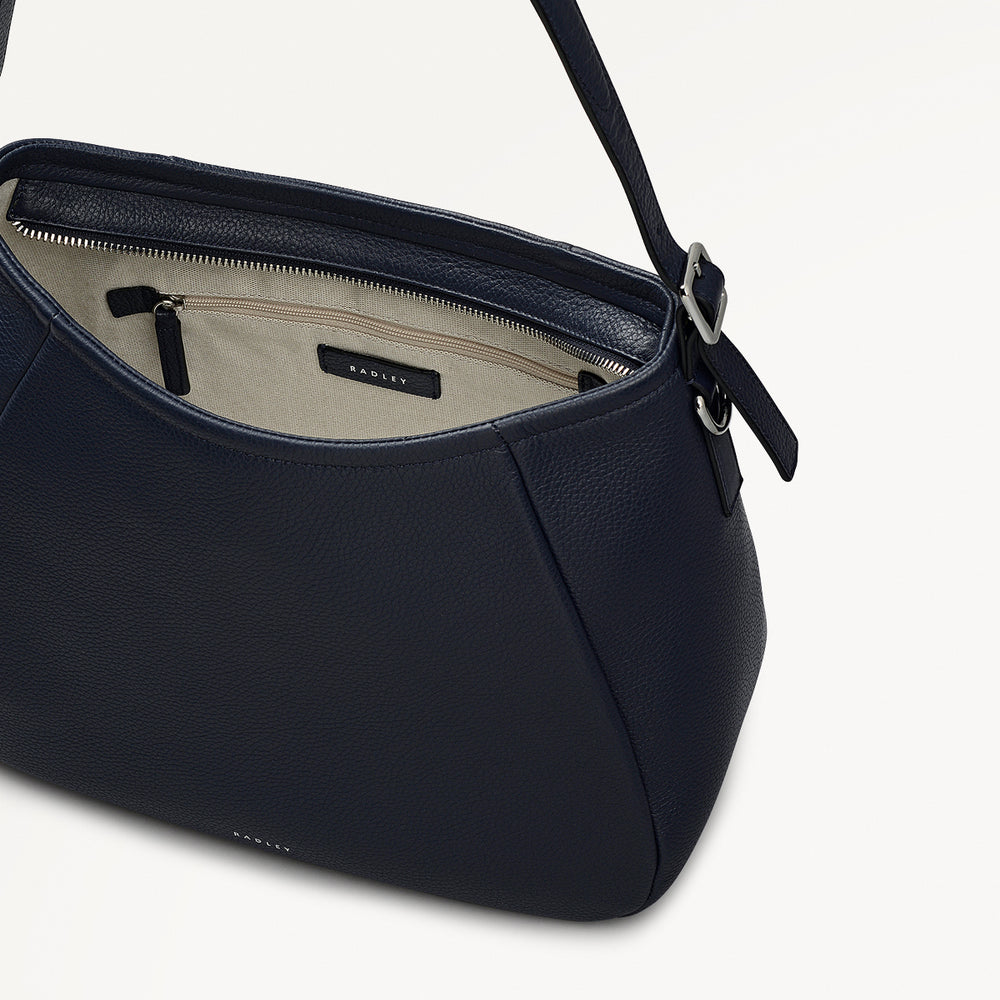 Eastney Street Leather Medium Ziptop Shoulder Bag in Ink - 111923