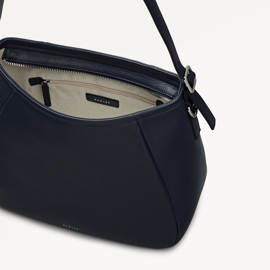 Eastney Street Leather Medium Ziptop Shoulder Bag in Ink - 111923