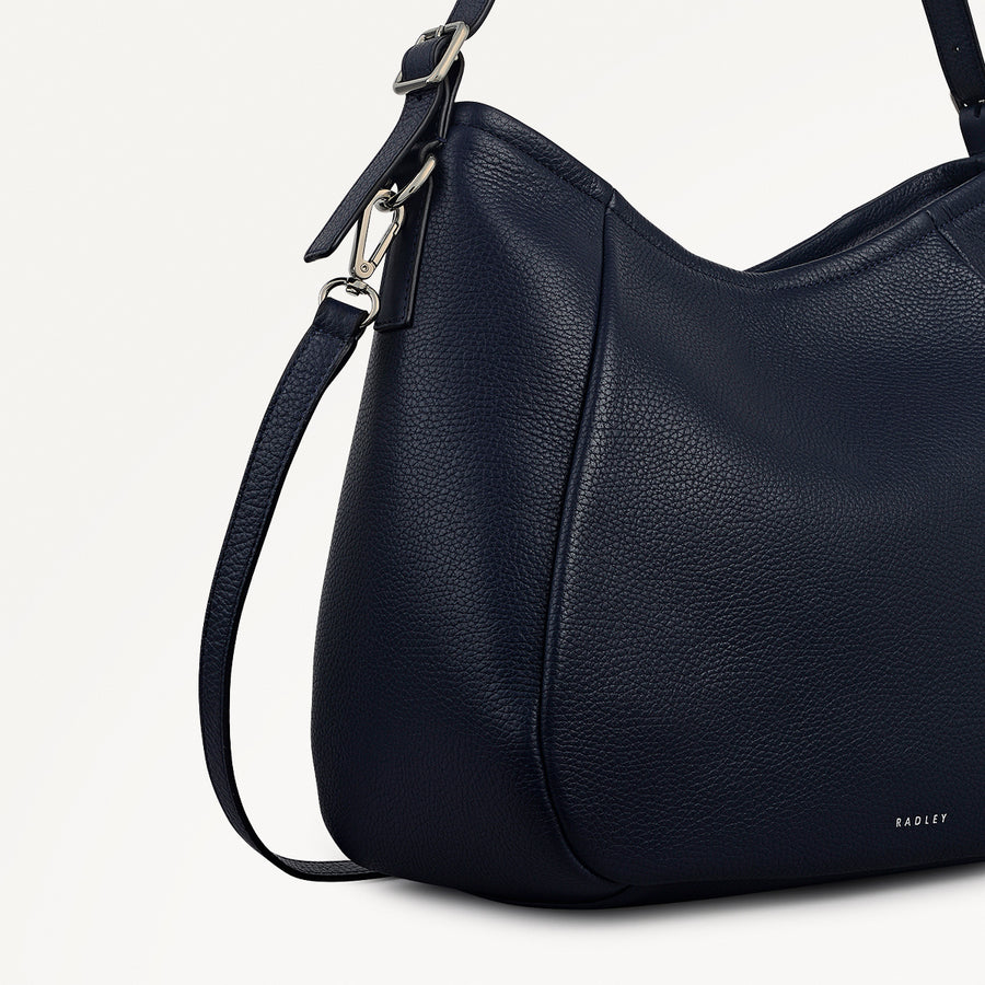 Eastney Street Leather Medium Ziptop Shoulder Bag in Ink - 111923