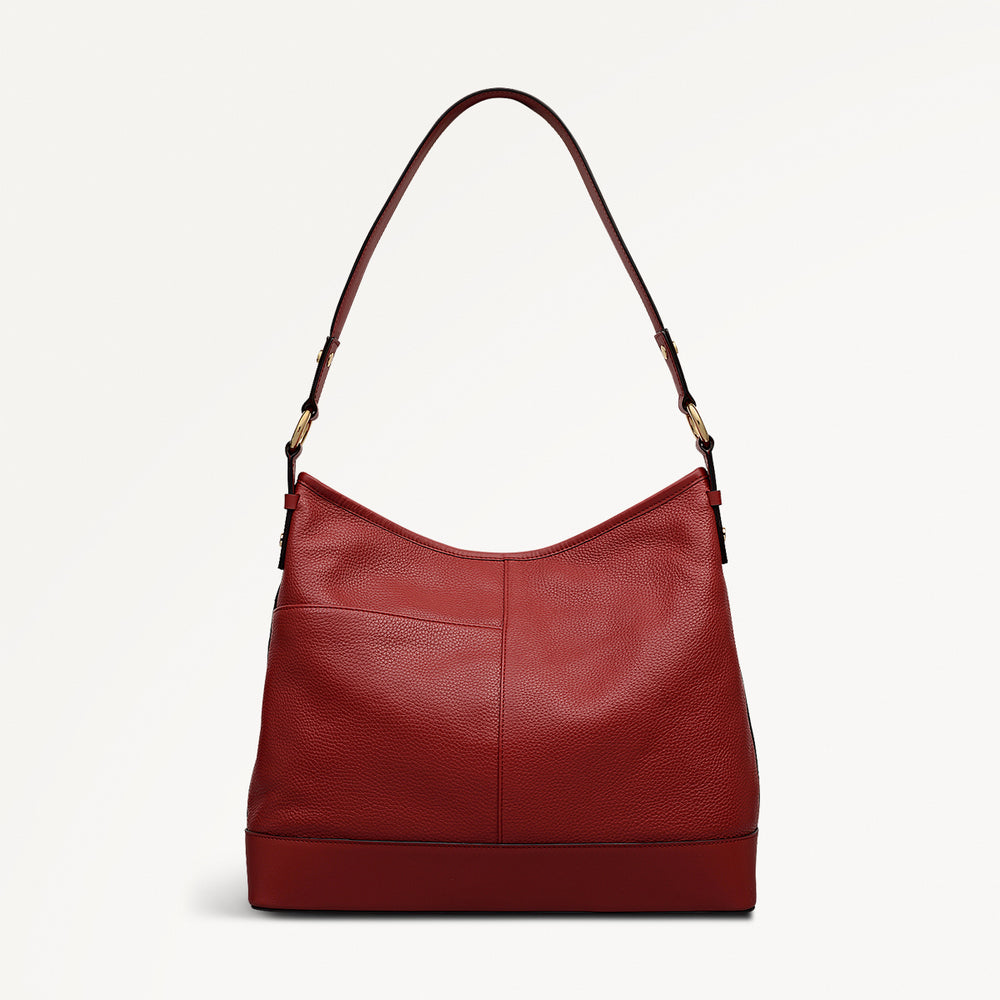 Ebury Leather Medium Ziptop Shoulder Bag in Claret - 111928