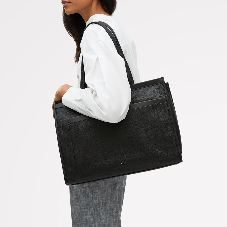 Alba Place Leather Large Ziptop Workbag Bag in Black - 111931