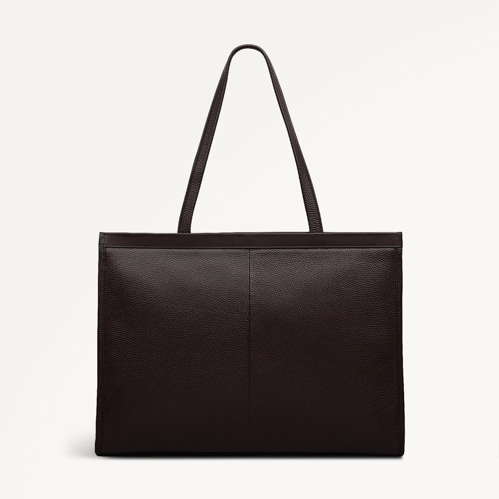 Alba Place Leather Large Ziptop Workbag Bag in Dark Oak - 111932