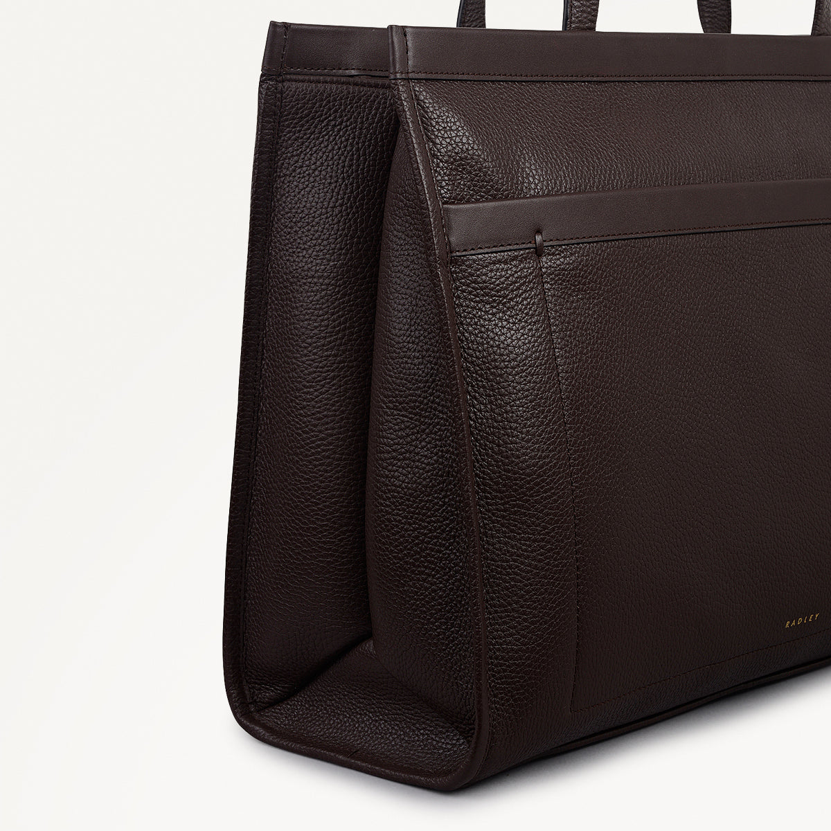 Alba Place Leather Large Ziptop Workbag Bag in Dark Oak - 111932