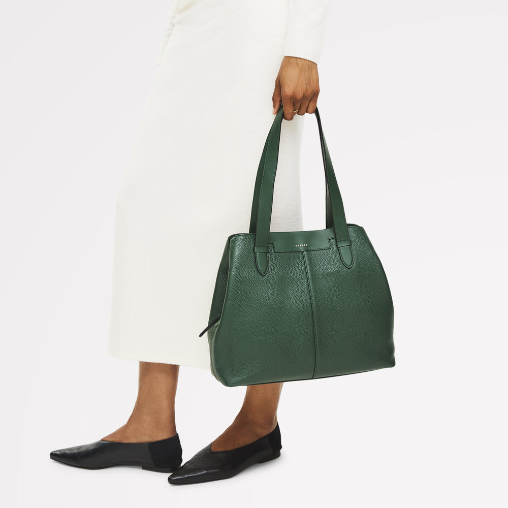 Piccardy Hill 2.0 Leather Medium Ziptop Shoulder Bag in Dragon - 111934