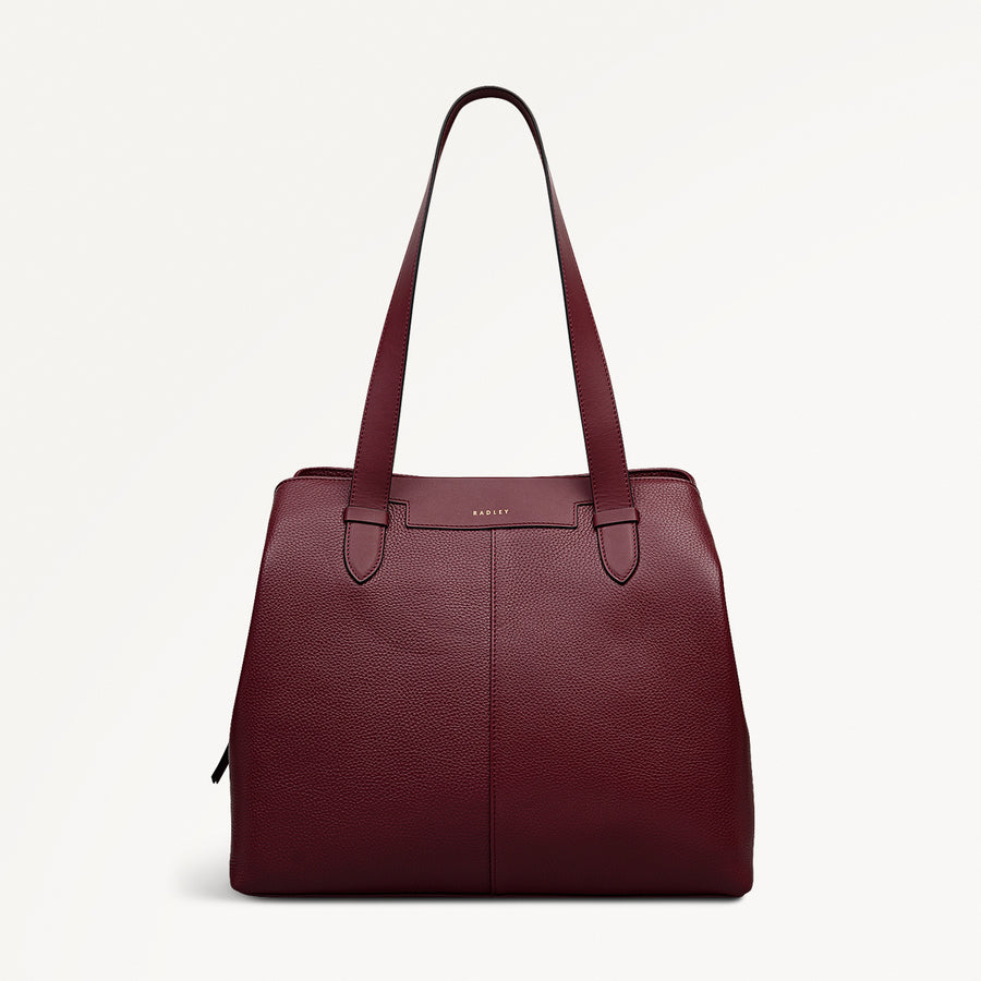 Piccardy Hill 2.0 Leather Medium Ziptop Shoulder Bag in Merlot - 111935