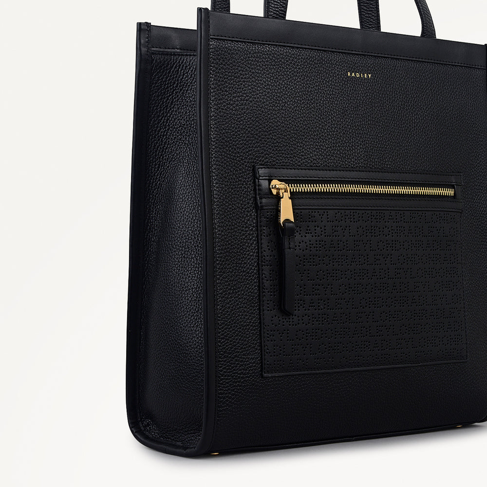 Alba Place - Logo Medium Ziptop Tote Black - 111936