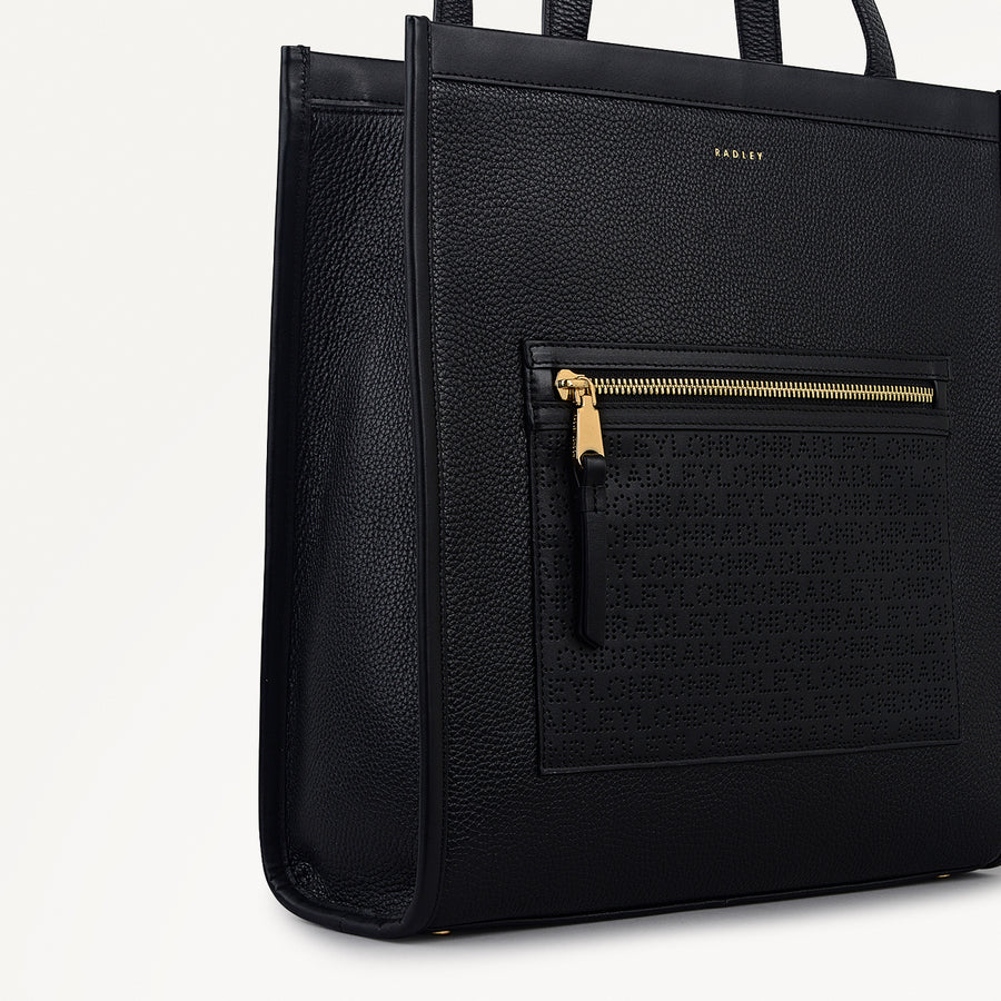 Alba Place - Logo Medium Ziptop Tote Black - 111936