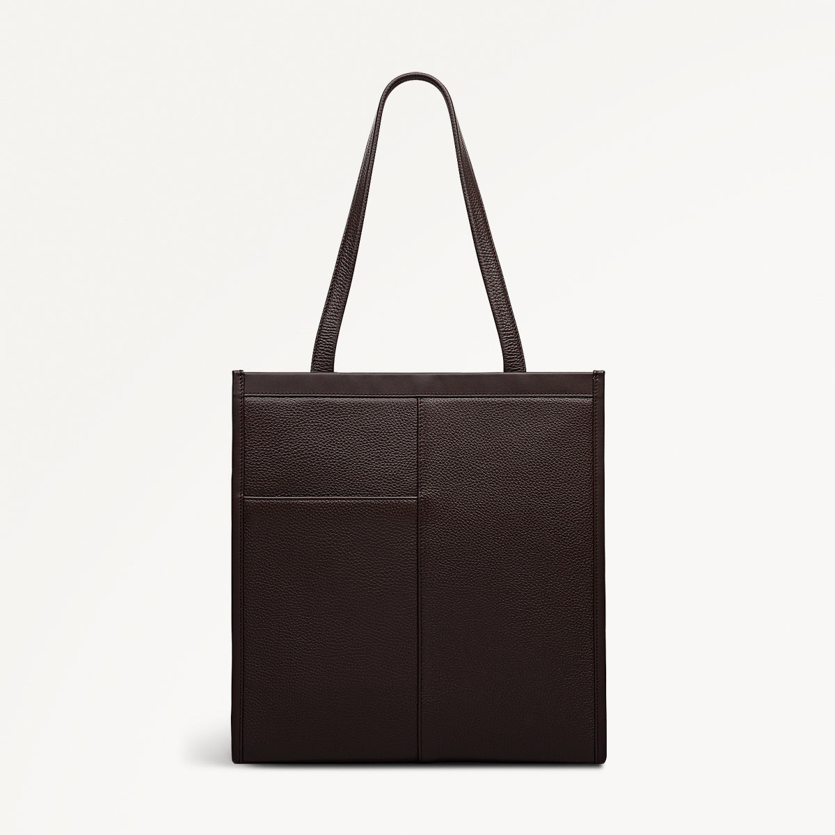 Alba Place Leather Medium Ziptop Tote Bag in Dark Oak - 111938