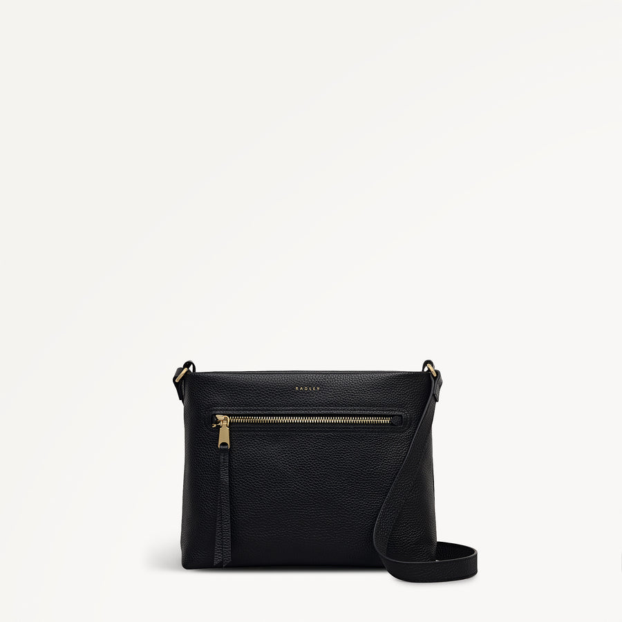 Pickwick Leather Small Ziptop Cross Body Bag in Black - 111939