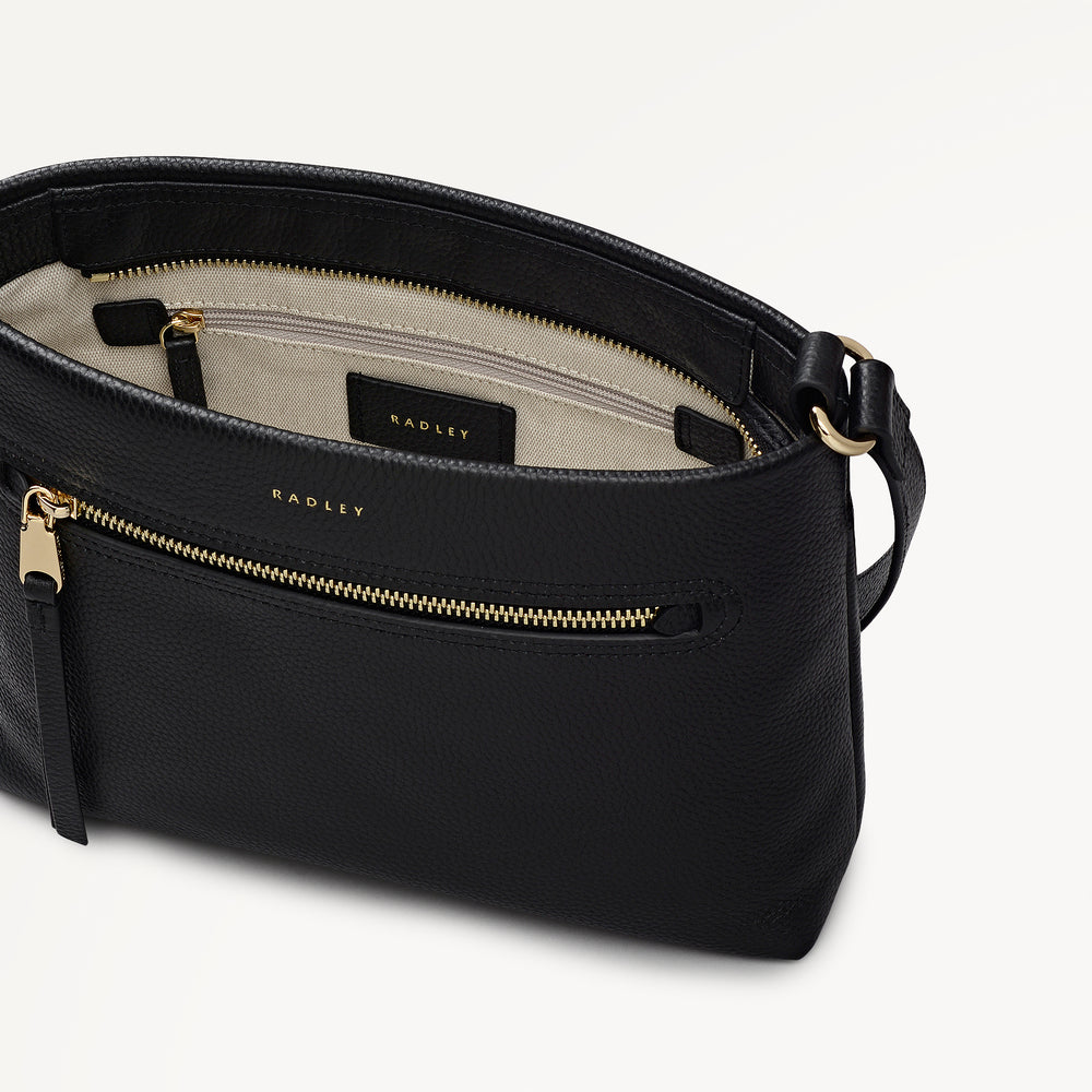 Pickwick Leather Small Ziptop Cross Body Bag in Black - 111939