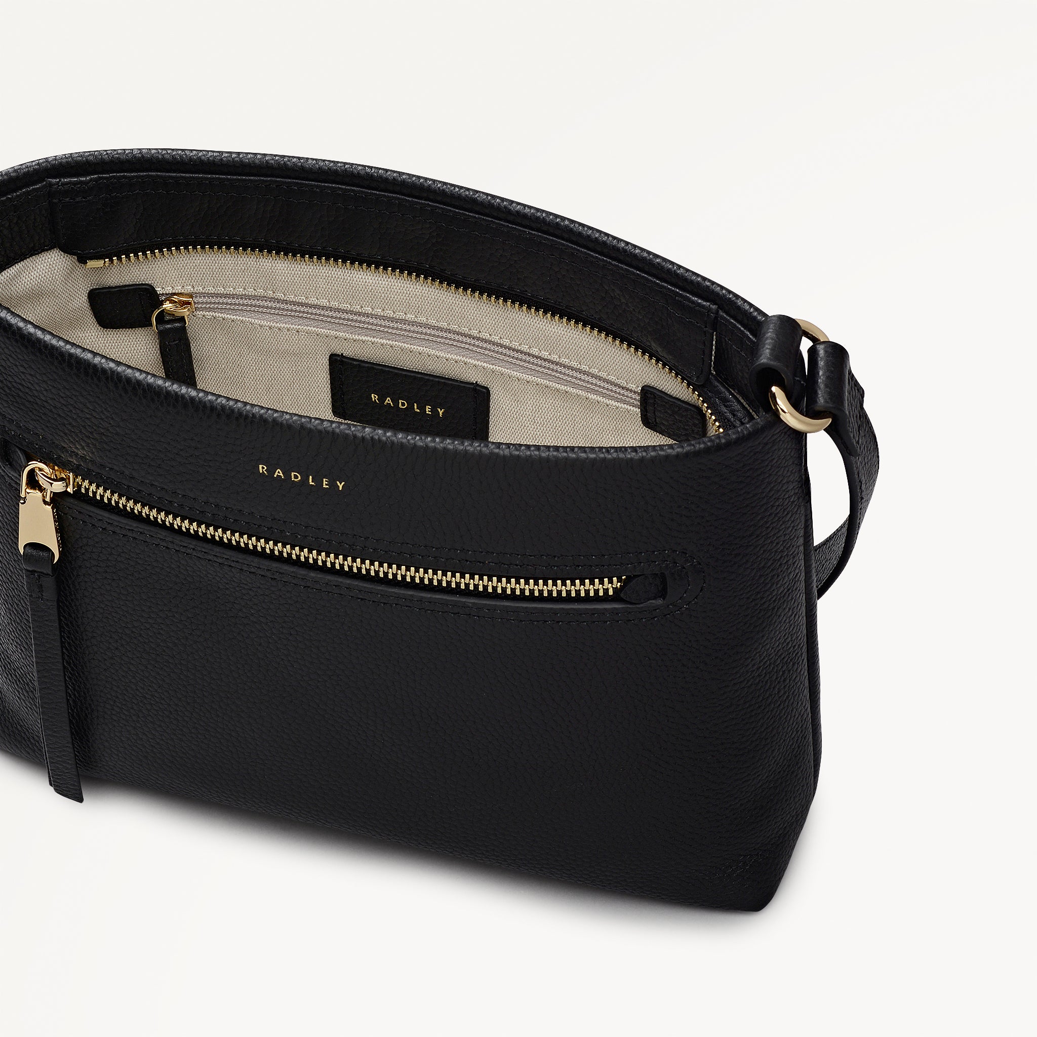 Pickwick Leather Small Ziptop Cross Body Bag in Black - 111939