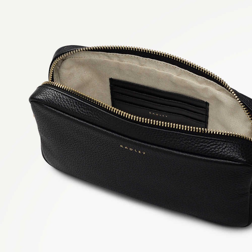 Tavistock Leather Mini Zip Around Cross Body Bag in Black - 111943