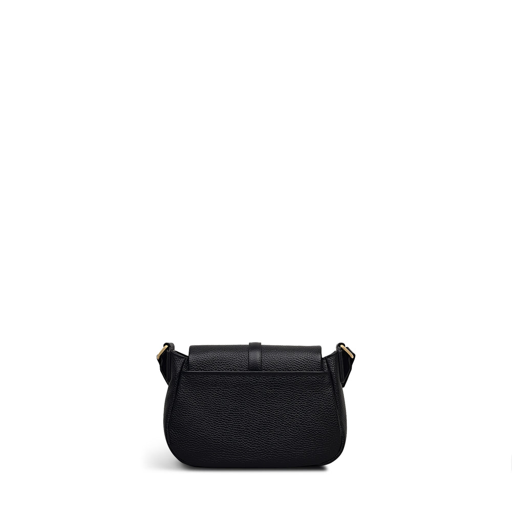 Lulworth Road Leather Small Flapover Cross Body Bag in Black - 111947