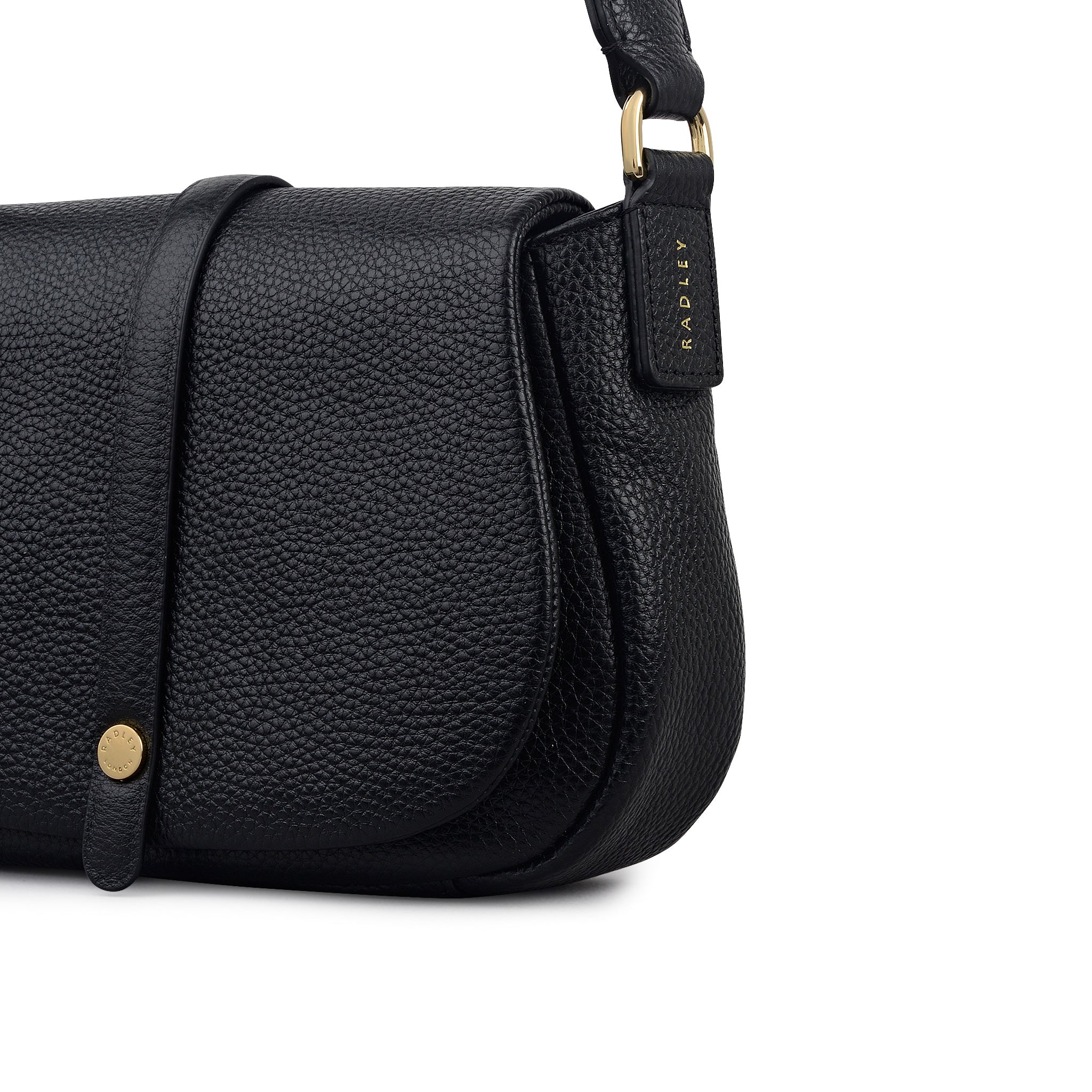 Lulworth Road Leather Small Flapover Cross Body Bag in Black - 111947