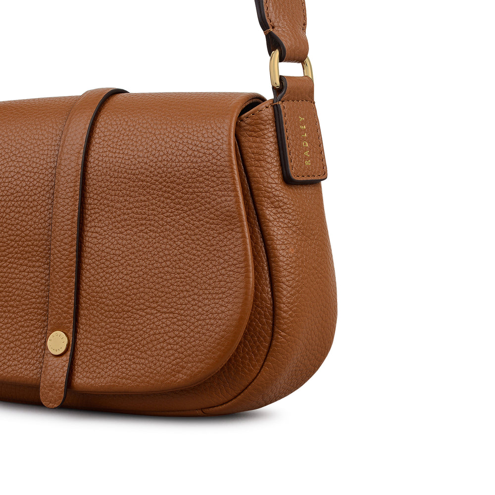 Lulworth Road Leather Small Flapover Cross Body Bag in Indus Tan - 111949