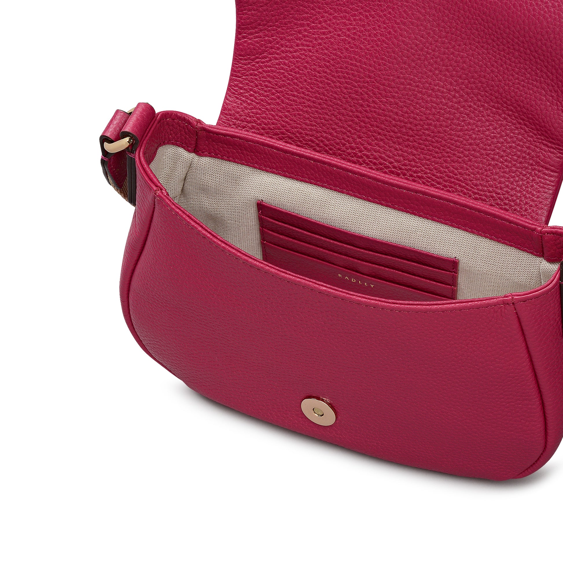 Lulworth Road Leather Mini Flapover Cross Body Bag in Dark Rose - 111950