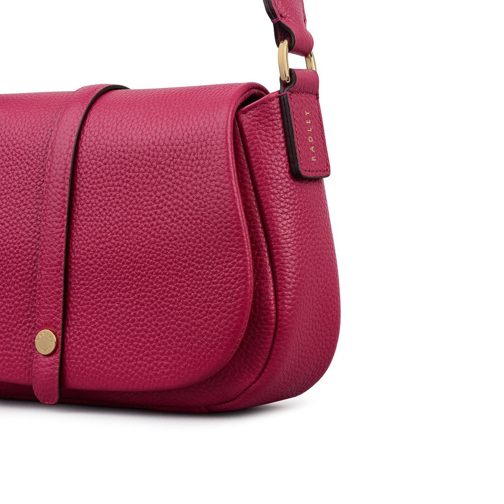 Lulworth Road Leather Mini Flapover Cross Body Bag in Dark Rose - 111950