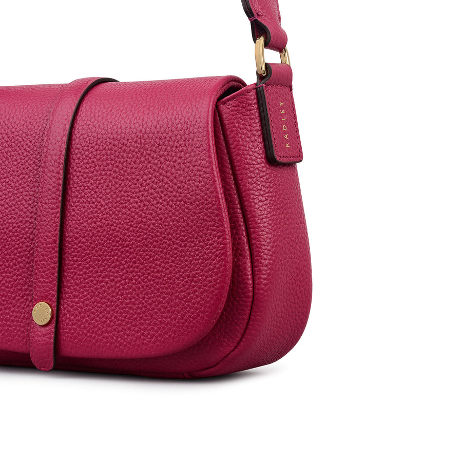 Lulworth Road Leather Mini Flapover Cross Body Bag in Dark Rose - 111950
