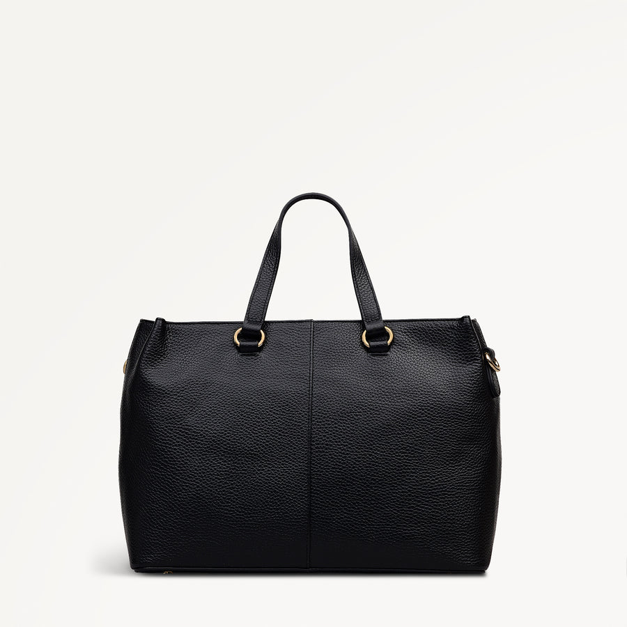 Pickwick Leather Medium Ziptop Grab Bag in Black - 111956
