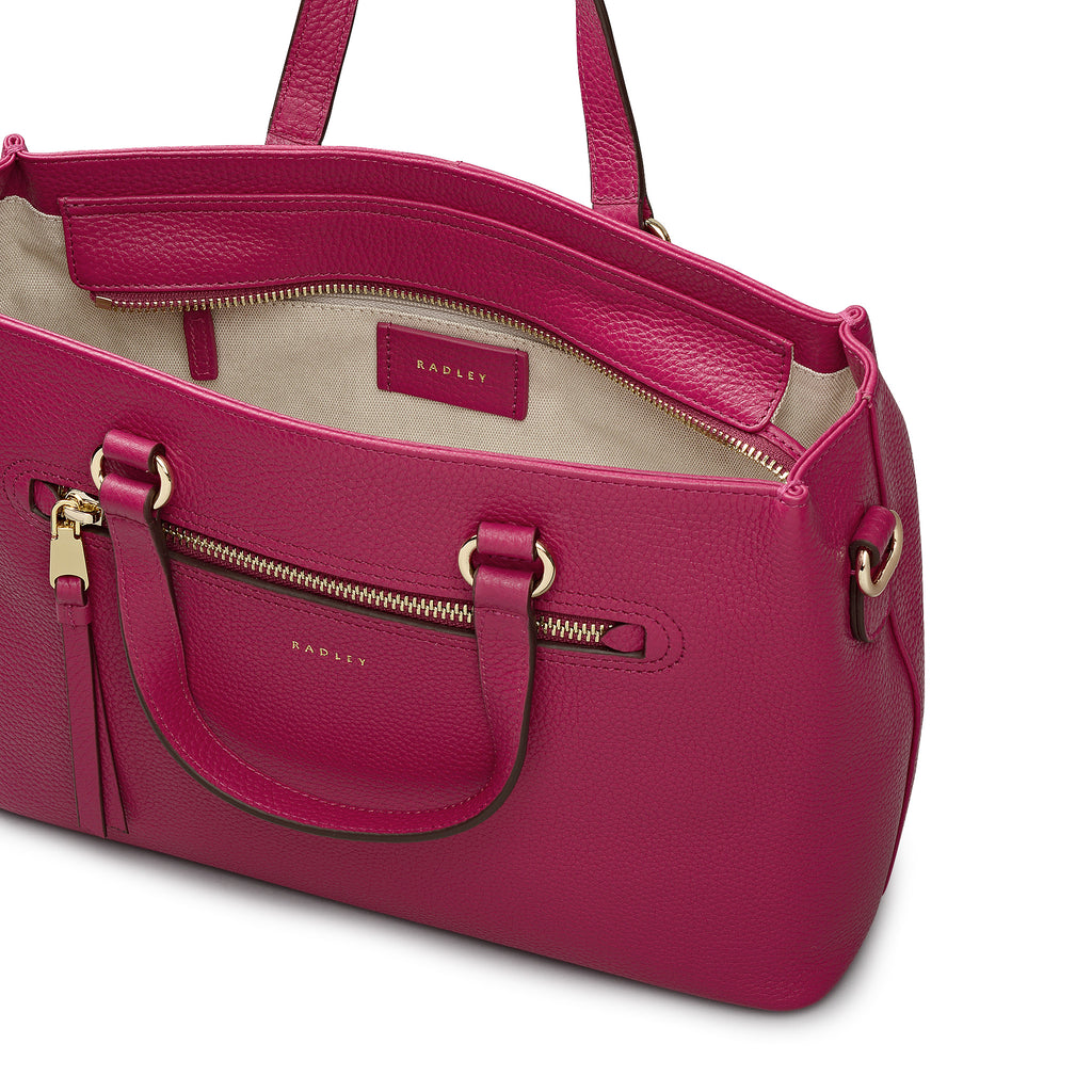 Pickwick Leather Medium Ziptop Grab Bag in Dark Rose - 111958