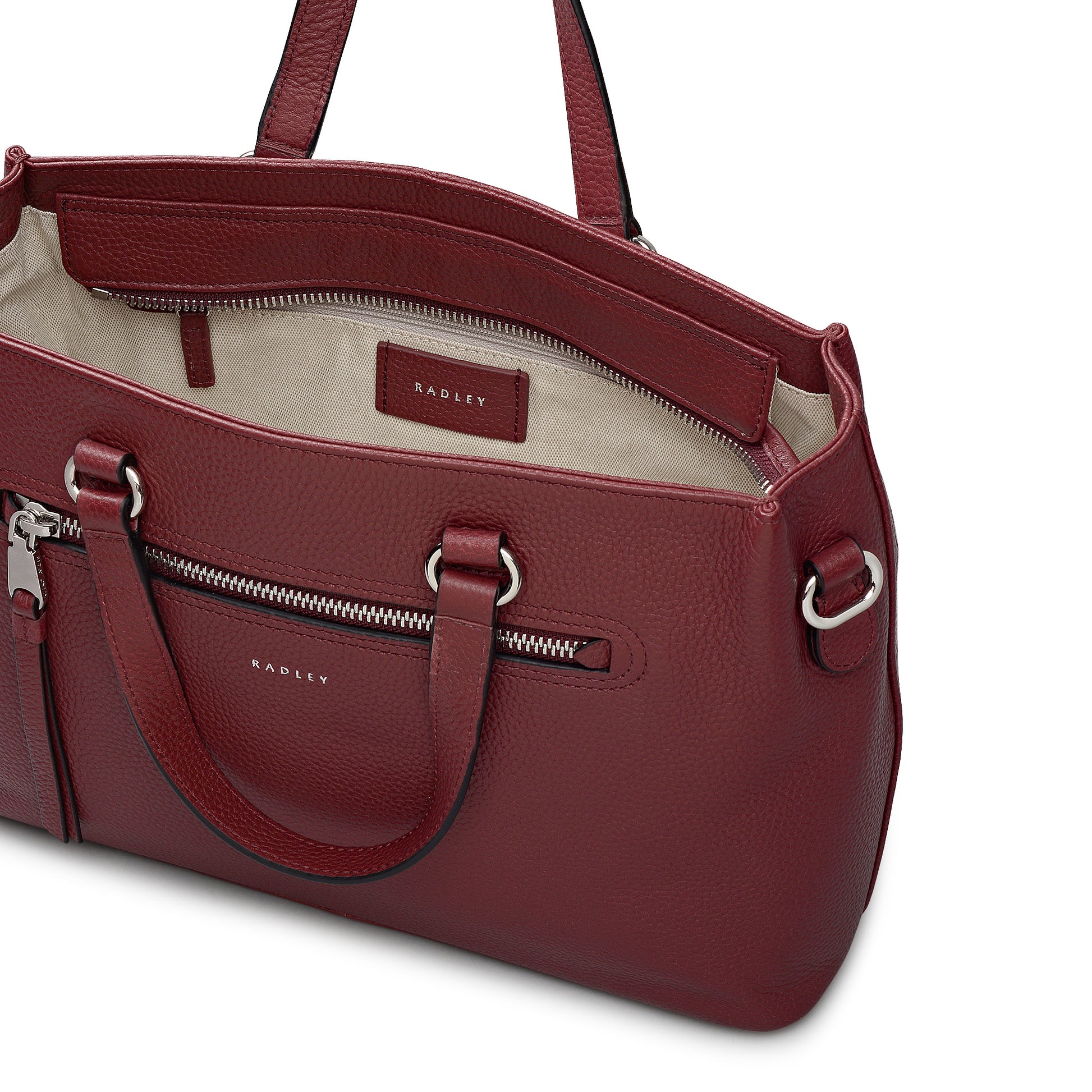 Pickwick Leather Medium Ziptop Grab Bag in Merlot - 111960