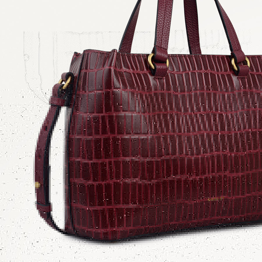 Eltham Mews Leather Small Ziptop Grab Bag in Merlot - 111962