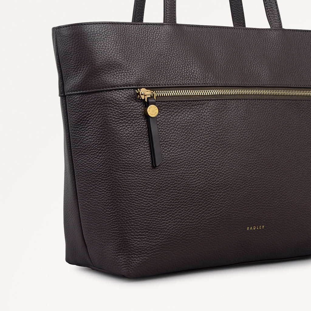 Fountain Road Leather Medium Ziptop Tote Bag in Thunder - 111963