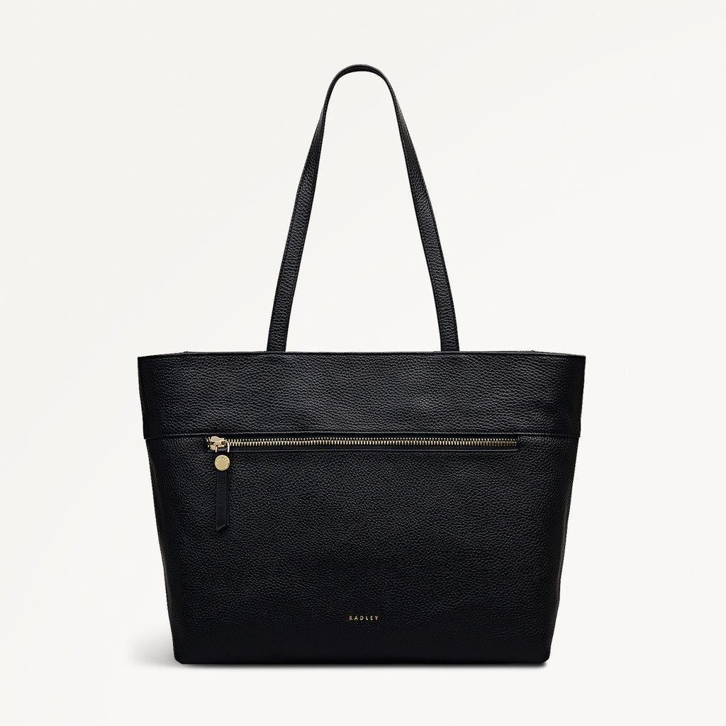 Fountain Road Leather Medium Ziptop Tote Bag in Black - 111964
