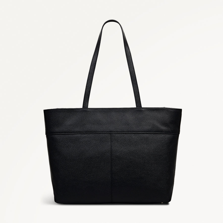 Fountain Road Leather Medium Ziptop Tote Bag in Black - 111964
