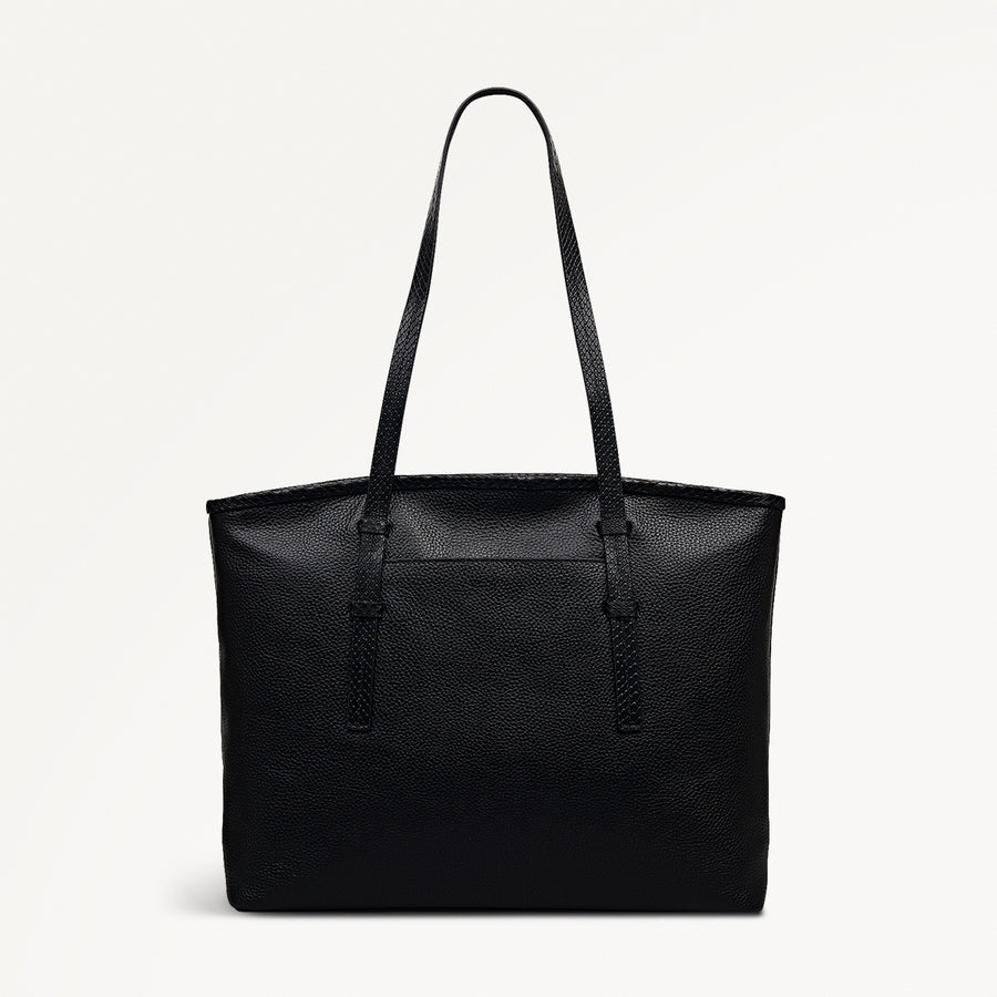 Bridgewater Leather Medium Ziptop Tote Bag in Black - 111967