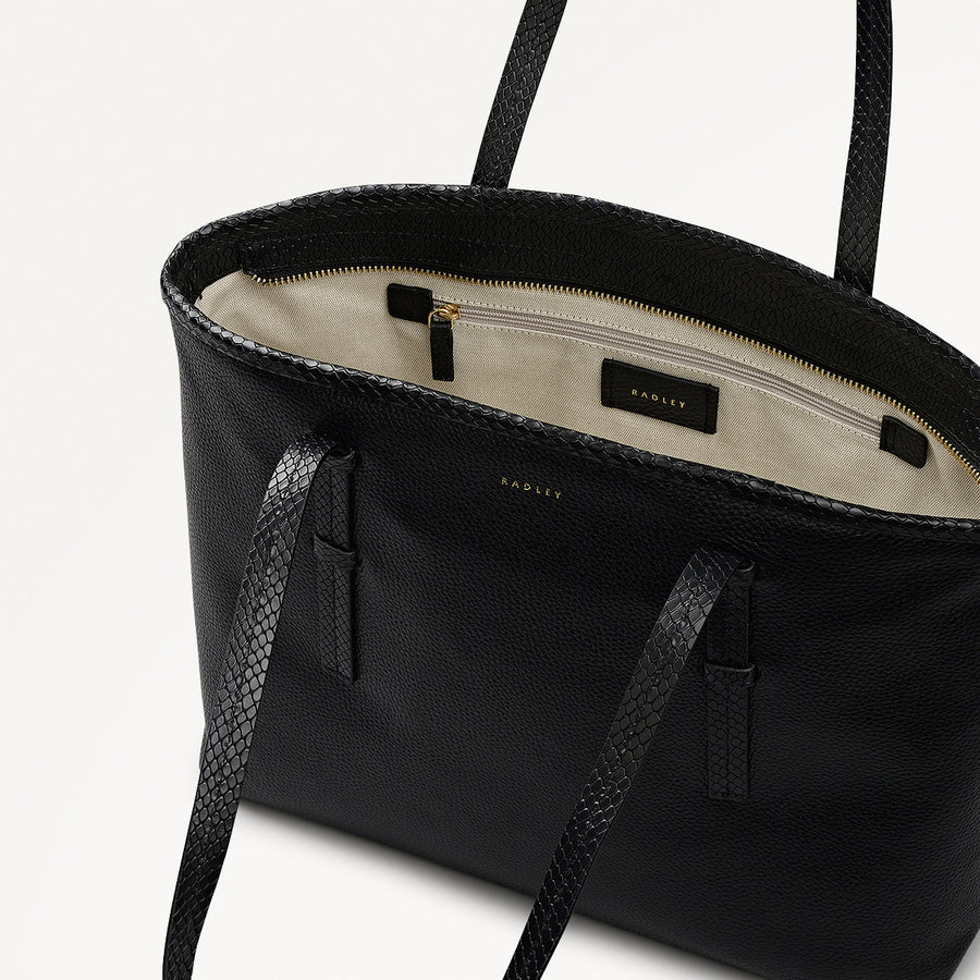 Bridgewater Leather Medium Ziptop Tote Bag in Black - 111967