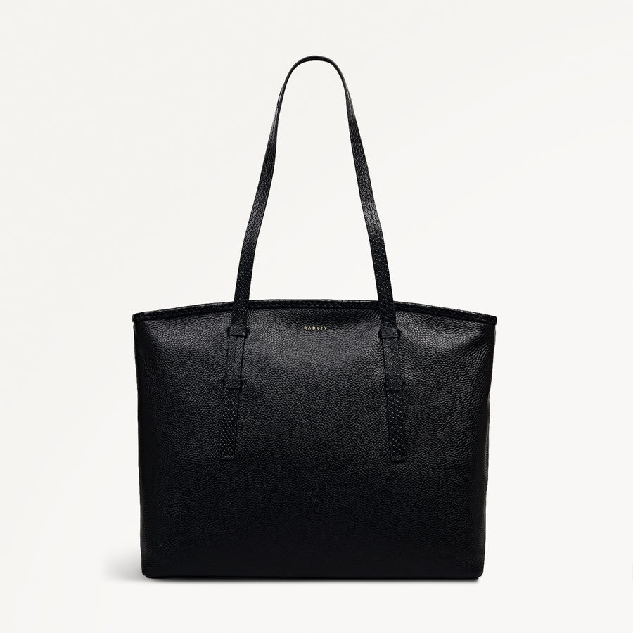 Bridgewater Leather Medium Ziptop Tote Bag in Black - 111967
