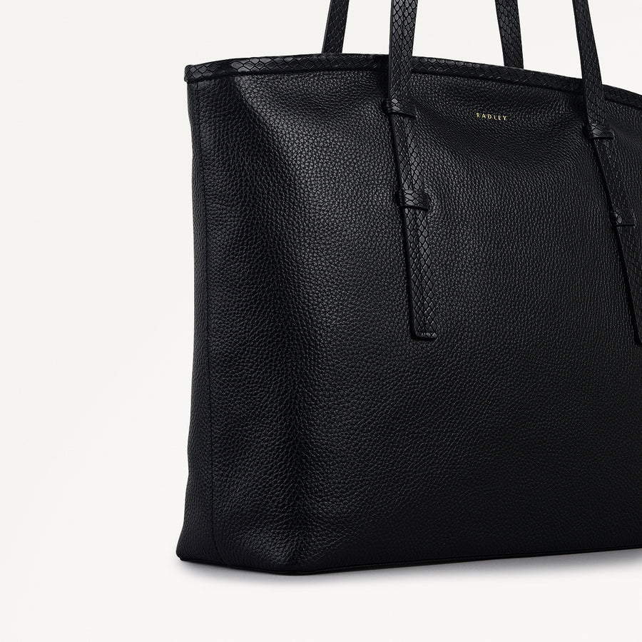 Bridgewater Leather Medium Ziptop Tote Bag in Black - 111967