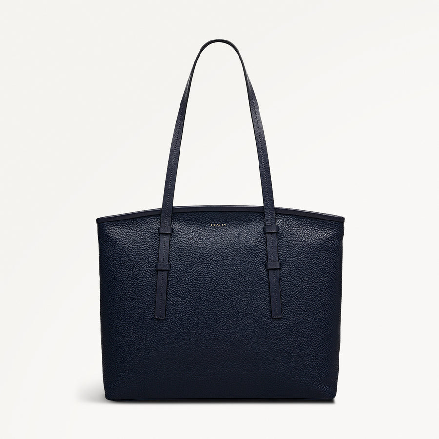 Bridgewater Leather Medium Ziptop Tote Bag in Ink - 111968