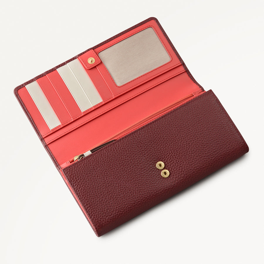 Loyal Radley Leather Extra Large Flapover Wallet in Merlot - 111970