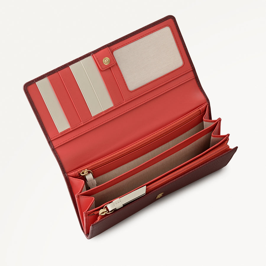 Loyal Radley Leather Extra Large Flapover Wallet in Merlot - 111970