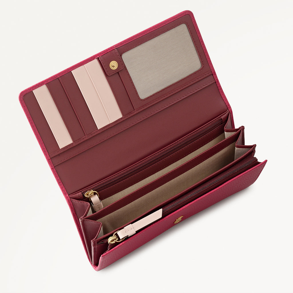 Loyal Radley Leather Extra Large Flapover Purse in Dark Rose - 111971