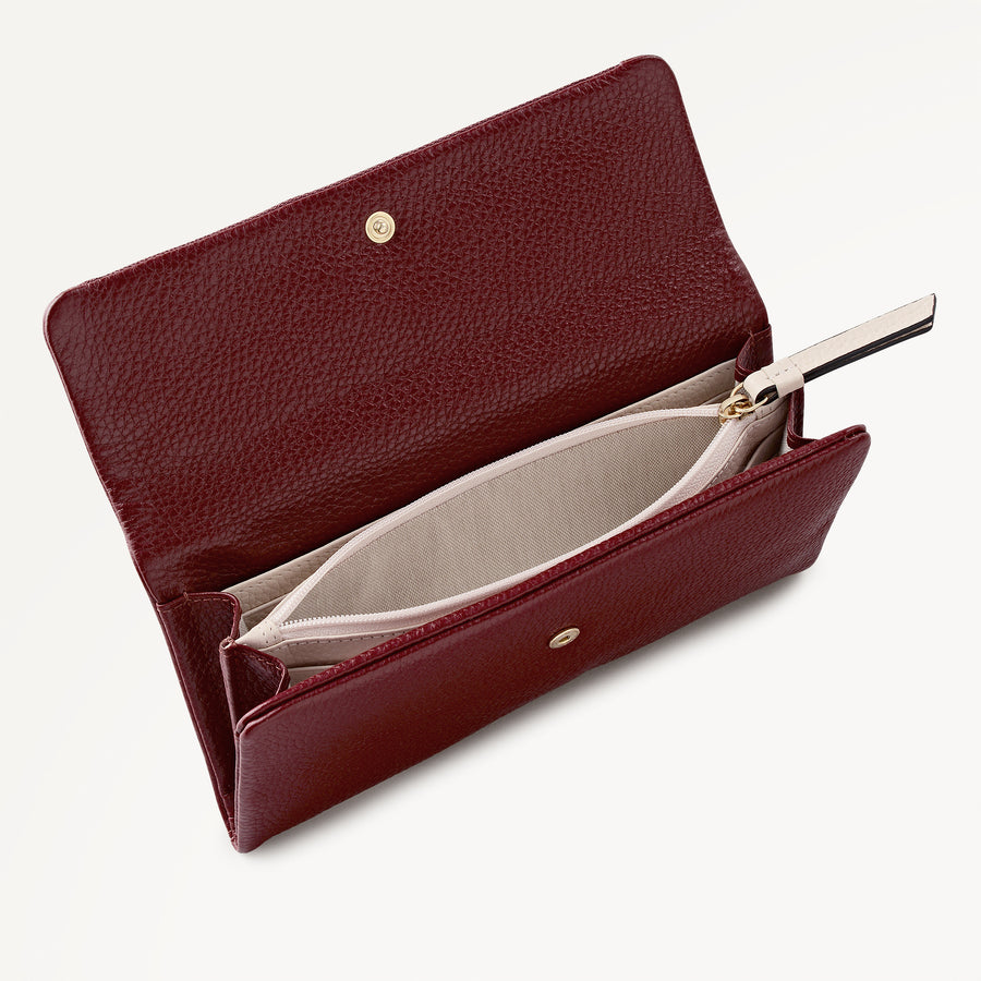 Pickwick Leather Large Flapover Wallet in Merlot - 111976