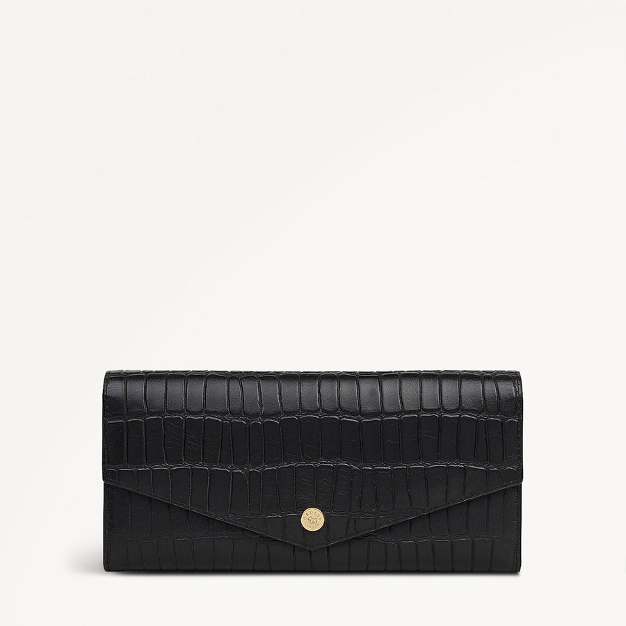 Eltham Mews Leather Large Flapover Wallet in Black - 111980