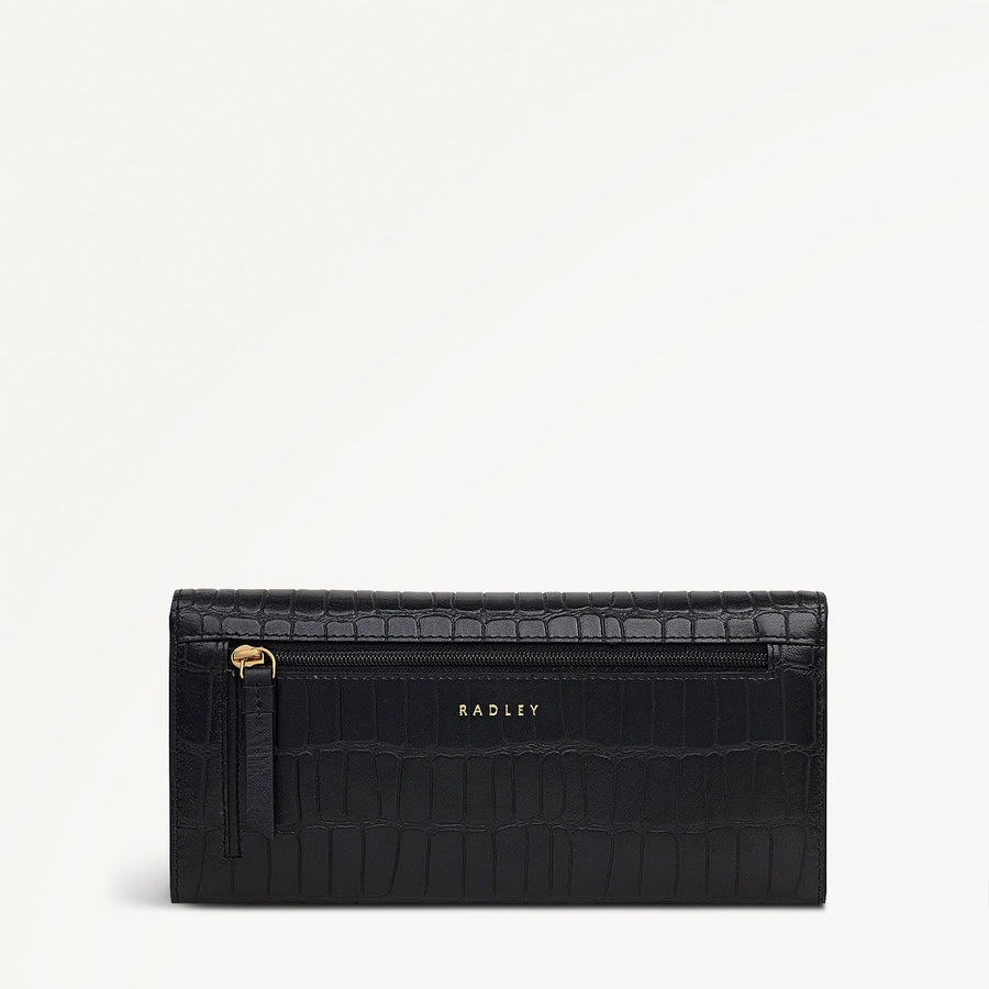 Eltham Mews Leather Large Flapover Wallet in Black - 111980