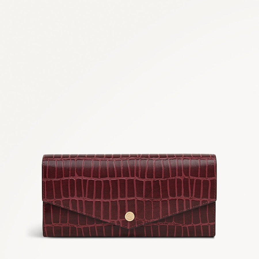 Eltham Mews Leather Large Flapover Wallet in Merlot - 111981