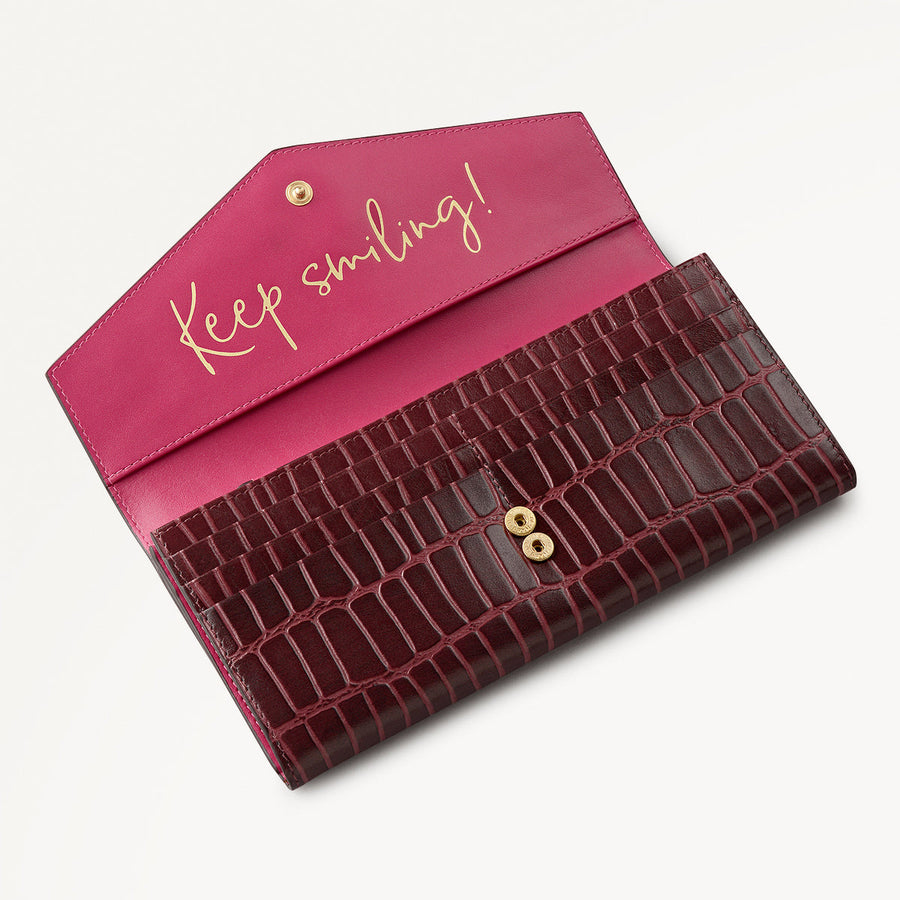 Eltham Mews Leather Large Flapover Wallet in Merlot - 111981