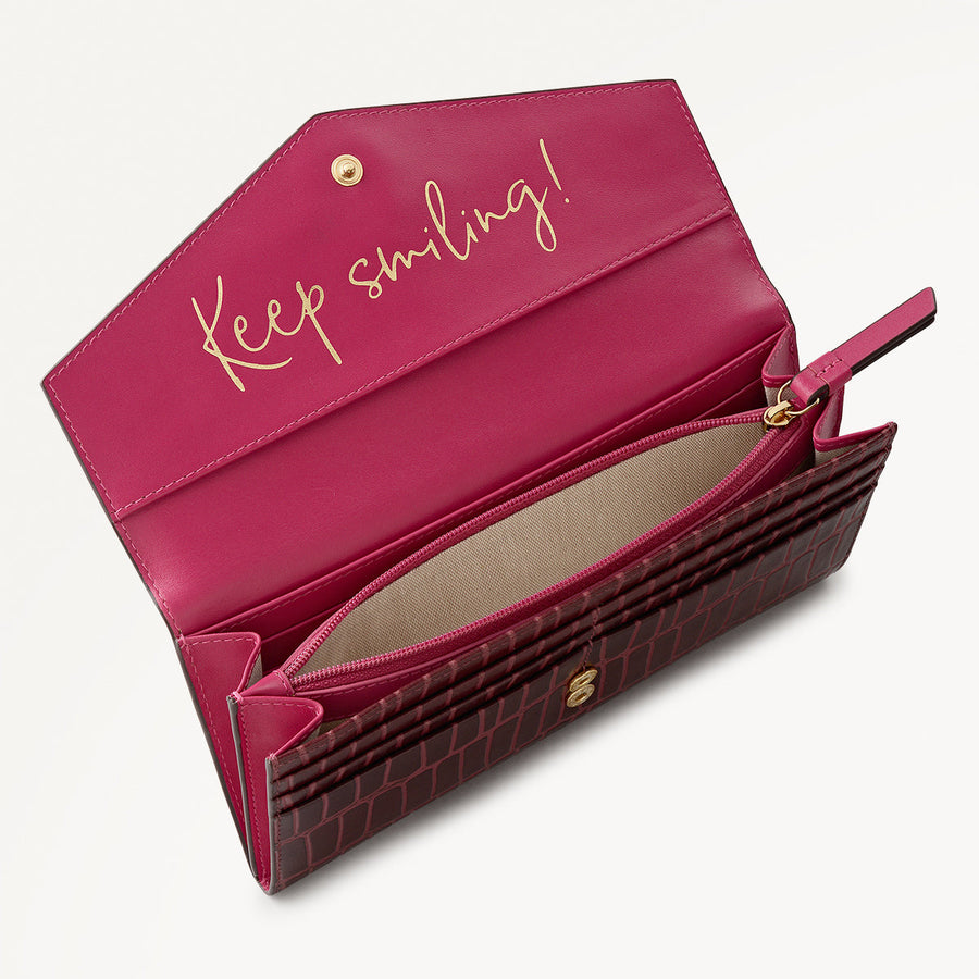 Eltham Mews Leather Large Flapover Wallet in Merlot - 111981