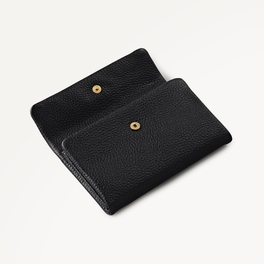Pickwick Leather Medium Flapover Wallet in Black - 111986