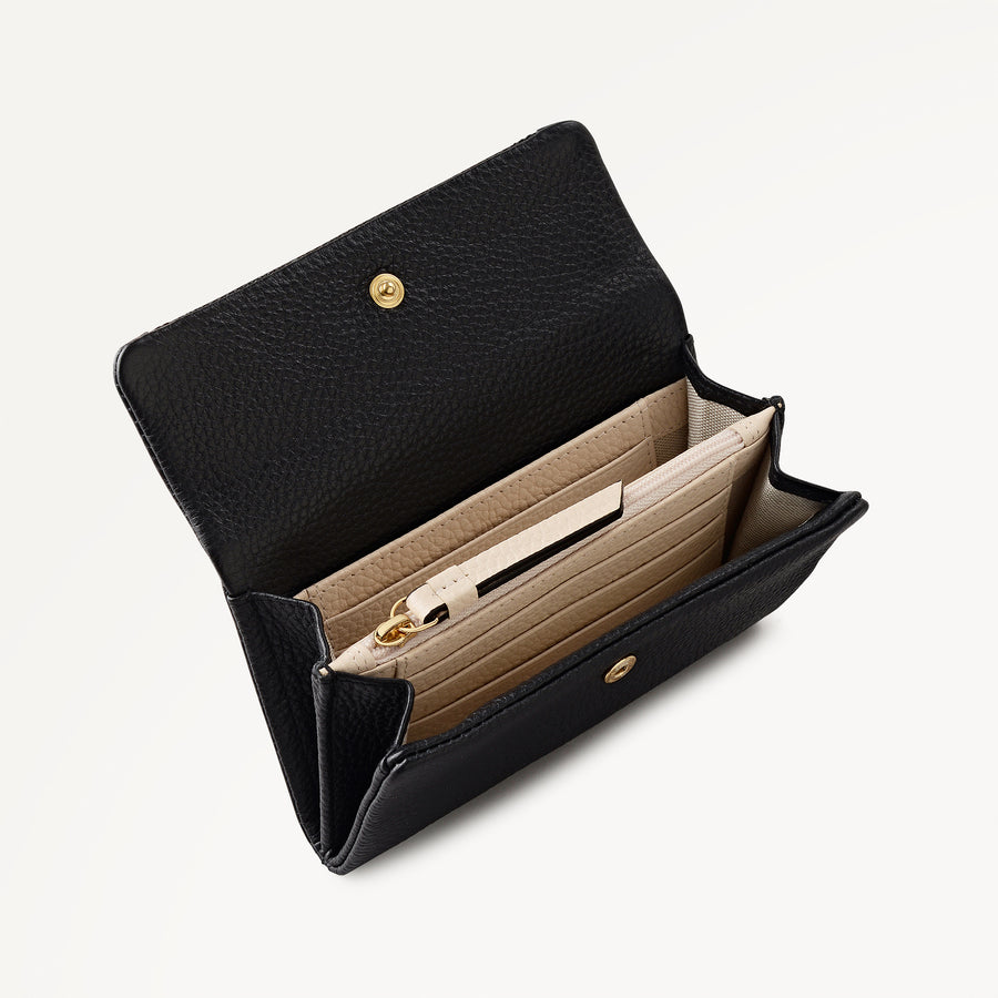 Pickwick Leather Medium Flapover Wallet in Black - 111986