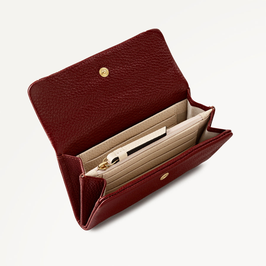Pickwick Leather Medium Flapover Wallet in Merlot - 111987