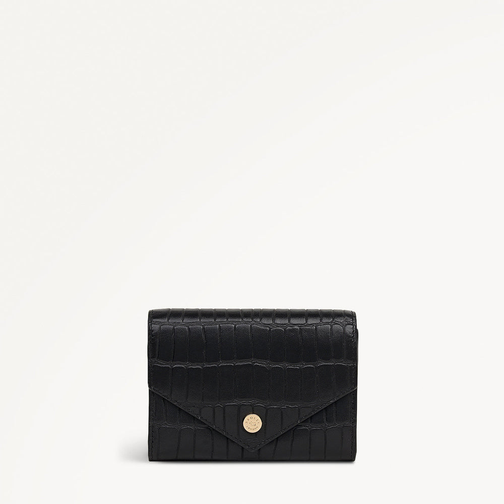 Eltham Mews Leather Medium Flapover Wallet in Black - 111992