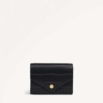 Eltham Mews Leather Medium Flapover Wallet in Black - 111992