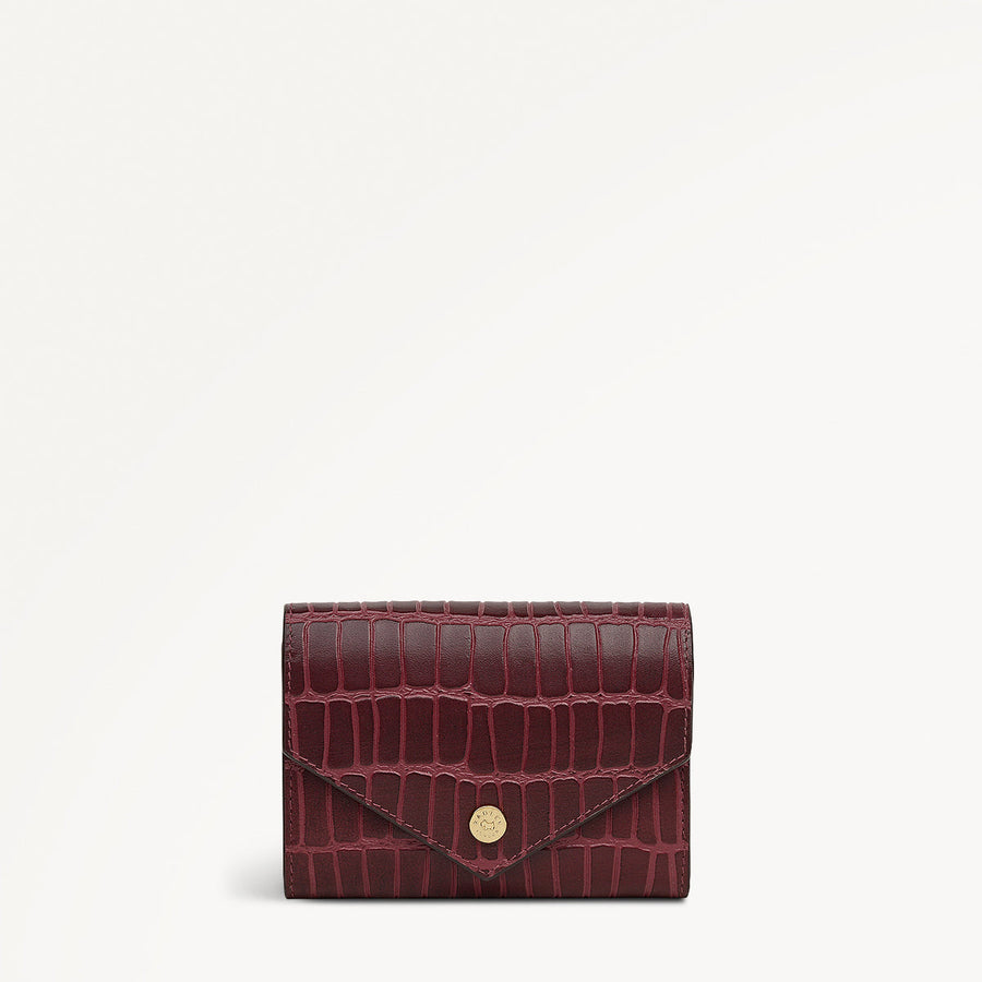 Eltham Mews Leather Medium Flapover Wallet in Merlot - 111993
