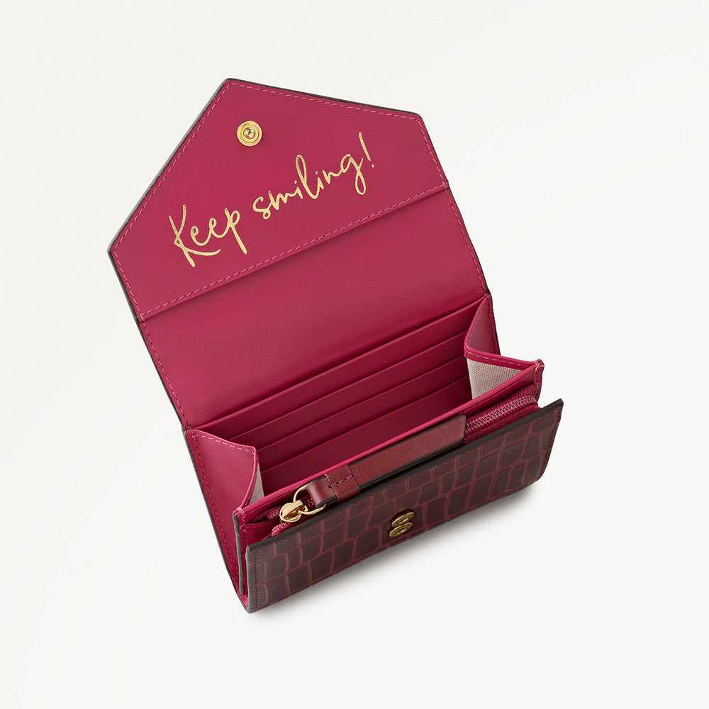 Eltham Mews Leather Medium Flapover Wallet in Merlot - 111993